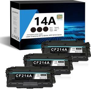 CF214A 14A Black Toner Cartridge 3-Pack with Installed CHIP, 14A Toner Replacement   14A CF214A 14X CF214X Works with Laser Enterprise MFP M725 Series, Laser Enterprise M712 Series Printer