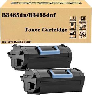 B3465 Compatible for Dell 332-0373 DJMKY 34H27 High Yield Black Toner Cartridge, Large Capacity Work with B3465dn B3465dnf Printer, High Yield 20,000Pages 2Pack
