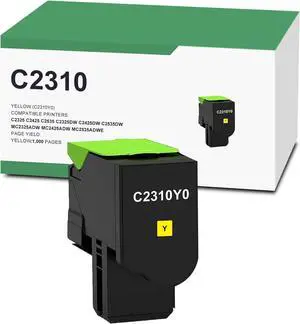 C2325 C2310 Yellow Toner Cartridge Compatible for Lexmark C2310Y0 for C2325 C2425 C2535 C2325dw C2425dw C2535dw MC2325adw MC2425adw MC2535adwe MC2640adwe Printer, 2 Pack