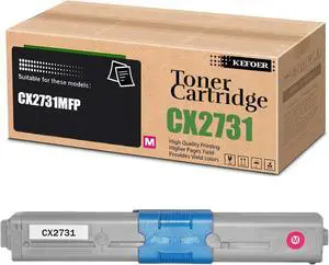 CX2731 High Yield Toner Cartridges Compatible Replacement for OKI 44469813 44469737 44469738 44469739 ,Use for CX2731MFP Printer (Magenta)
