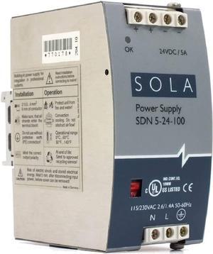 Sola/Hevi-Duty SDN5-24-100P DC Power Supply, 24 VDC, 5 Amp, 47-63 Hz