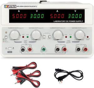 MATRIX Triple Linear DC Power Supply 30V 5A 315W, Adjustable DC Power Supply Variable 10mV/1mA with Low Ripple, Benchtop DC Power Supply with 4 Digits Display Series and Parallel Mode, MPS-3005H-3