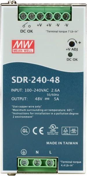 Black box SDR-240-48 LED indicates DC Power Supply
