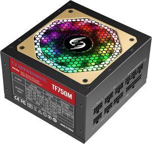 TF750M ATX Power Supply 750W Fully Modular PSU ARGB Computer Power Supplies with 120mm FDB Fan 20+4Pin Main Power Full Voltage 110/220V for Desktop Gaming PC Server