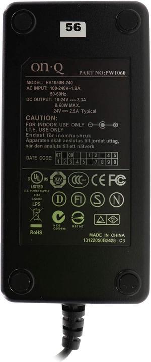 Legrand - OnQ Desk Mount Power Supply, Power Cord with Barrel Connecter Plug, 60 Watt, 24-Inch Cord Length, Black, 1 Count, PW1060