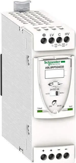 Schneider Electric Universal Power Supply, Phaseo, 1 or 2 Phase, 100 to 500 V, 24 V, 3 Amp Schneider Electric Universal Power Supply, Phaseo, 1 or 2 Phase, 100 to 500 V, 24 V, 3 Amp