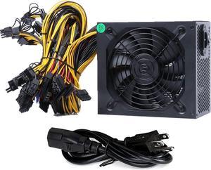 2000W Mining Power Supply for 8 GPU, 2000W PSU Modular Power Supply for 8 GPUs ETH Rig Ethereum Miner,100V-270V PSU with Adapter Cable, Updated 2022, Black