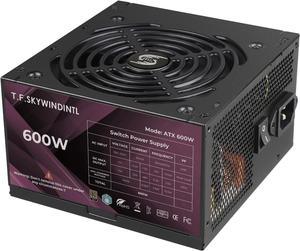 600W Power Supply,80+ Gold Standard ATX Form Factor PSU 12V Active PFC Reliable Performance Energy-Efficient with 125mm Ultra-Quiet FDB Fan for Desktop Gaming PC Server