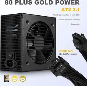 SAMA Black 650W Power Supply - Fully Modular 80 Plus Gold Certified ATX 3.1 & PCIE 5.1 Compliant Power Supply, Supports RTX 30/40 Series GPUs
