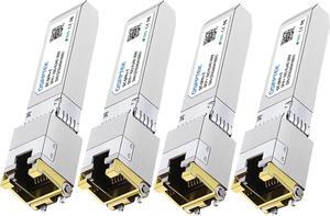 4Pack 10GBASE-T SFP+ to RJ45 Copper Module Mini-GBIC Transceiver for Cisco SFP-10G-T-S, Ubiquiti UF-RJ45-10G , Netgear, Mikrotik, D-Link, Supermicro, TP-Link, Linksys, CAT6A/CAT7, up to 100FT(30M)