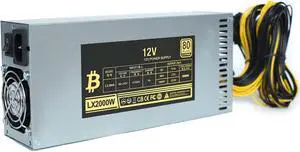 2000W Desktop Power Supply Unit High Efficiency 6Pin Compatible for Server Miner Mining 10 Wire Mining Power Supply 2000w Modular Direct 6 Pin to for 6 Gpu