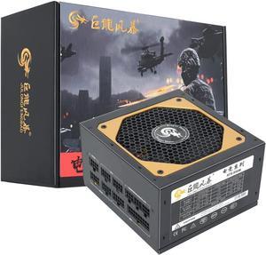 JULONGFENGBAO 850W Power Supply, Fully Modular, 110-230V PSU with AI Cooler Smart Temperature Control, 120MM Low Noise Fan- Black