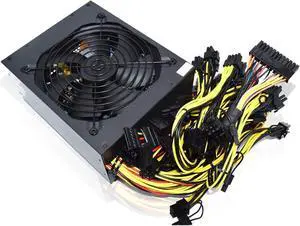 ATX Power Supply ETH Mining Power Supply BTC Miner 2000W 2400W Support 8 Display Cards GPU for PC PSU Temperature Control(2400W 180-260V)