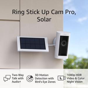Ring Stick Up Cam Pro, Solar | Two-Way Talk with Audio+, 3D Motion Detection with Birds Eye Zones, 1080p HDR Video & Color Night Vision (2023 release), White