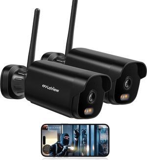 LaView 4K Outdoor Security Cameras,8MP HD Cameras for Home Security with AI Human Detection,IP65 Waterproof,2-Way Talk,Clear Night Vision,2.4G WiFi,SD Card Slot&US Cloud Storage,Work with Alexa(2pcs)
