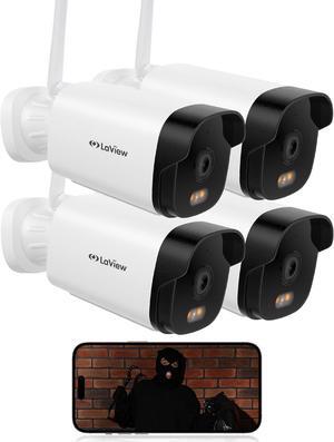 LaView 4K Outdoor Security Cameras,8MP HD Cameras for Home Security with AI Human Detection,IP65 Waterproof,2-Way Talk,Clear Night Vision,2.4G WiFi,SD Card Slot&US Cloud Storage,Work with Alexa(4pcs)