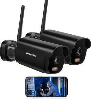 Outdoor Security Cameras 3K 5MP HD,Cameras for Home Security with AI Human Detection,IP65 Waterproof,2-Way Talk,Clear Night Vision,2.4G WiFi,SD Card Slot&US Cloud Storage,Work with Alexa(2pcs)