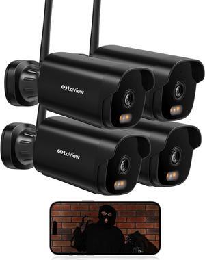 LaView Outdoor Security Cameras 3K 5MP HD,Cameras for Home Security with AI Human Detection,IP65 Waterproof,2-Way Talk,Clear Night Vision,2.4G WiFi,SD Card Slot&US Cloud Storage,Work with Alexa(4pcs)