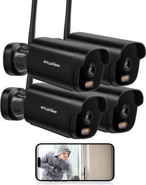 LaView 4K Outdoor Security Cameras,8MP HD Cameras for Home Security with AI Human Detection,IP65 Waterproof,2-Way Talk,Clear Night Vision,2.4G WiFi,SD Card Slot&US Cloud Storage,Work with Alexa(4pcs)