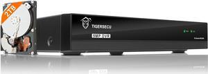 TIGERSECU Ultra HD 5MP 8-Channel Hybrid 6-in-1 DVR Recorder with 2TB Hard Drive, for 8 Analog/TVI/AHD/CVI/RS485 PTZ Security Cameras and 8 Network IP Cameras (Cameras Not Included)