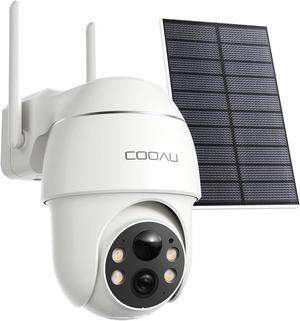 COOAU Solar Security Cameras Wireless Outdoor,4MP Cameras for Home Security System,360° Pan & Tilt,Color Night Vision,Motion Detection,No Monthly Fee,Siren Alarm,IP66