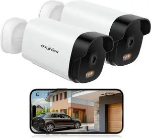 LaView 4K Security Camera Outdoor with Color Night Vision,8MP Wired Cameras for Home Security,IP65 Waterproof Camera, 24/7 Live Video,2 Way Talk,Cloud Storage/SD Slot,Compatible with Alexa(2 Pack)