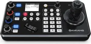 AVKANS Super PTZ Camera Joystick Controller, IP NDI PTZ Camera Controller Keyboard with 4D Joystick for Worship Church Live Streaming, PoE Enable (PTZ Controller with 2 inch Screen)