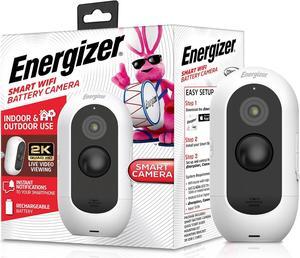 Energizer Smart 2K Outdoor Battery Security Camera, Wireless, Rechargeable, Weather-Resistant, Live View, 2-Way Audio, Night Vision, Motion Alerts, Hub-Free Wi-Fi, Remote Access, Records Video/Audio