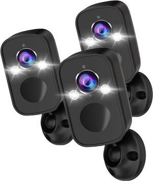 Rraycom 3Pack Security Cameras Wireless Outdoor for Home Security, 2K Battery Powered WiFi AI Motion Detection Spotlight Siren Alarm Security Camera, Color Night Vision, 2-Way Talk, Cloud/SD, w/Alexa