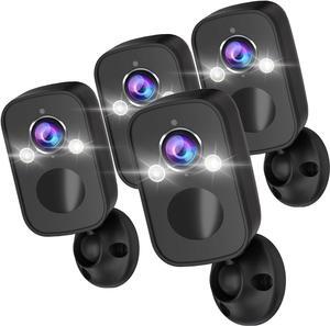 Rraycom 4Pack Security Cameras Wireless Outdoor for Home Security, 2K Battery Powered WiFi AI Motion Detection Spotlight Siren Alarm Security Camera, Color Night Vision, 2-Way Talk, Cloud/SD, w/Alexa
