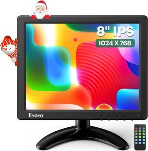 Eyoyo 8 Inch Small Monitor, 1024x768 4:3 IPS Mini HDMI Monitor Support HDMI/VGA/AV/BNC Input with Remote Control & Built-in Speakers, Security Monitor for Computer Raspi CCTV Camera