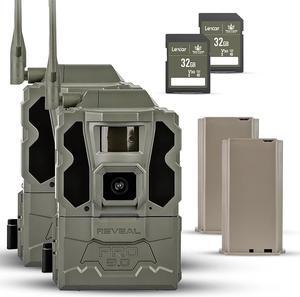 TACTACAM Reveal Pro 3.0 Cellular Trail Camera - Multi-Cellular Network, GPS, No-Glow IR, Wi-Fi Enabled, HD Photos & 1080p Videos, Long Battery Life + 32GB SD Card + Lipo Lithium Battery Pack (2PK)