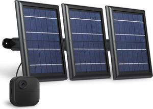 Wasserstein Solar Panel with Internal Battery - Compatible with Blink Outdoor 3/4 (3-Pack, Black) (Camera NOT Included)