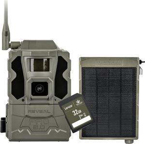 TACTACAM Reveal Pro 3.0 Cellular Trail Camera - Multi-Cellular Network, GPS, 2" LCD, No-Glow IR, Wi-Fi Enabled, HD Photos & 1080p Videos, Long Battery Life + Reveal Solar Panel and 32GB SD Card
