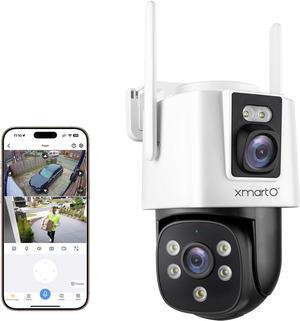 xmartO [WiFi 6 Dual-Lens Camera] 2-in-1 QHD WiFi Home Securirty Camera with AI Tracking, Pan Tilt Zoom, 5G/ 2.4G Dual Band, Bluetooth Easy Setup (Add-on CAM to NVR, Also Works Standalone)