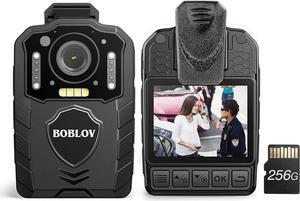 BOBLOV KJ25 1080P Body Cam, 3000mAh with 10-13Hrs Recording, Affordable Body Camera with Night Vision, for Hiking, Delivery, Law Enforcement, and Pet Walking(256GB)
