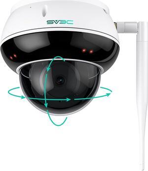 SV3C 4K PTZ WiFi Security Camera Outdoor, 8MP Wireless IP Dome Camera Indoor with Humanoid Tracking, Infrared HD Night Vision, 2-Way Audio, SD Card Record, Support RTSP, FTP, PC, APP, 2.4/5 GHz WiFi