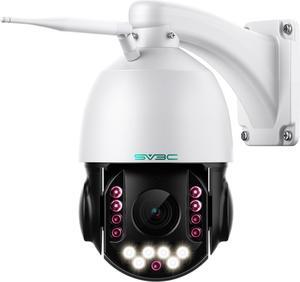 SV3C 4K 36X Zoom PTZ Camera Outdoor, 8MP Dual Band WiFi Security IP Cameras with Floodlight Color Night Vision, Humanoid Vehicle Detection, Auto Tracking,2-way Audio, ONVIF, RTSP,Cloud&SD Card Storage