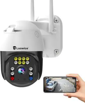 8MP PTZ Security Camera Outdoor FHD WiFi IP Camera with Humaniod Detection, Auto Tracking, Color Night Vision, Pan and Tilt, Two Way Talk, Floodlight and Siren, Waterproof