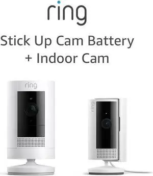 Ring Stick Up Cam Battery with Ring Indoor Cam (2nd Gen), White