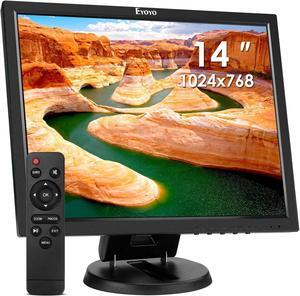 Eyoyo 14 inch LCD HDMI Monitor 1024x768 Small VGA Display Monitor for Security Cameras w/HDMI/VGA/AV/BNC Input w/Built-in Speakers and Remote