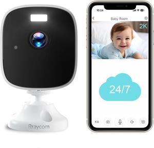 Rraycom WiFi Indoor Camera for Home Security, 2K Indoor Security Cameras for Home, 24/7 Recording Security Camera, AI Detection, Color Night Vision, 2-Way Talk, Cloud&SD, Works Alexa&Google Assistant