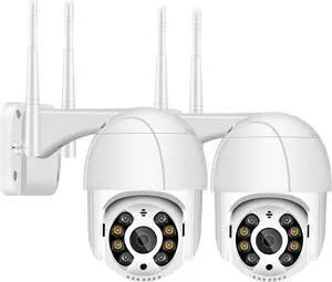 2MP Security Camera Outdoor, PTZ WiFi Outdoor Cameras for Home Security with Auto Tracking, Human Detection, 30m Color Night Vision, Two-Way Audio, IP66 (2PCS)
