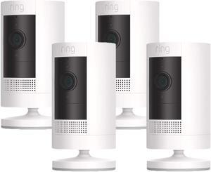 Ring Stick Up Cam Battery | Weather-Resistant Outdoor Camera, Live View, Color Night Vision, Two-way Talk, Motion alerts, Works with Alexa | 4-Pack | White