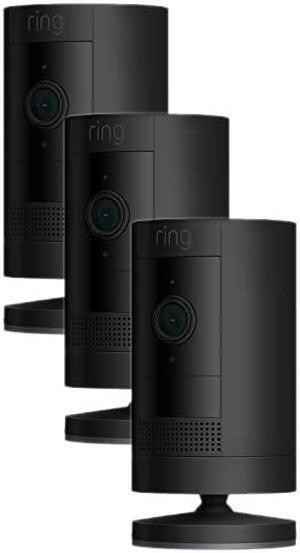 Ring Stick Up Cam Battery | Weather-Resistant Outdoor Camera, Live View, Color Night Vision, Two-way Talk, Motion alerts, Works with Alexa | 3-Pack | Black