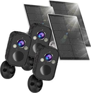 Rraycom 3Pack Security Cameras Wireless Outdoor-Solar Outdoor Cameras for Home Security, Home Camera with Motion Detection Alarm Floodlight Color Night Vision 2-Way Audio Waterproof, SD/Cloud