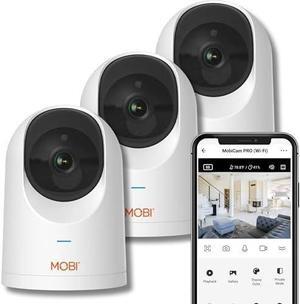 MobiCam PRO Intelligent Home Monitoring Camera (3-Pack): Full HD, Pan & Tilt, Color Night Vision, Motion Tracking, Temp & Humidity Readings. Supports Cloud & SD Storage, Smart App Compatible