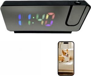 ULar HD Clock Camera has Colour Projection, Alarm, Clock, and Camera in One, with Color Display, and can Record Anytime and Anywhere 100-Degree Wide Angle Provides with Indoor Home No Audio (16GB)