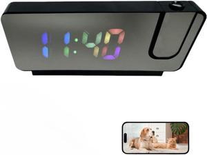ULar HD Clock Camera has Colour Projection, Alarm, Clock, and Camera in One, with Color Display, and can Record Anytime and Anywhere 100-Degree Wide Angle Provides with Indoor Home No Audio (32GB)