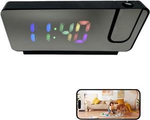 HD Clock Camera has Colour Projection, Alarm, Clock, and Camera in One, with Color Display, and can Record Anytime and Anywhere 100-Degree Wide Angle Provides with Indoor Home No Audio (Only 1 Cam)